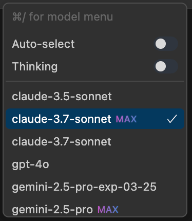 cursor max mode screenshot
