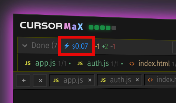 max for cursor pay as you go pricing screenshot